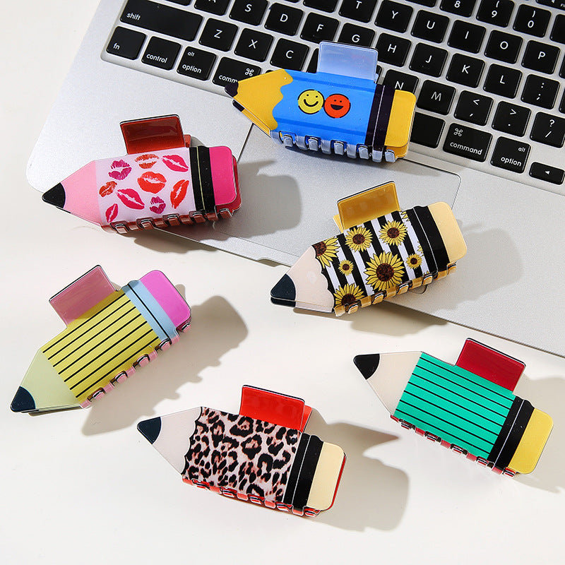 Wholesale PVC Pencil Claw Hair Clip Multi Color Cute Design Trendy Hair Accessory For Resale