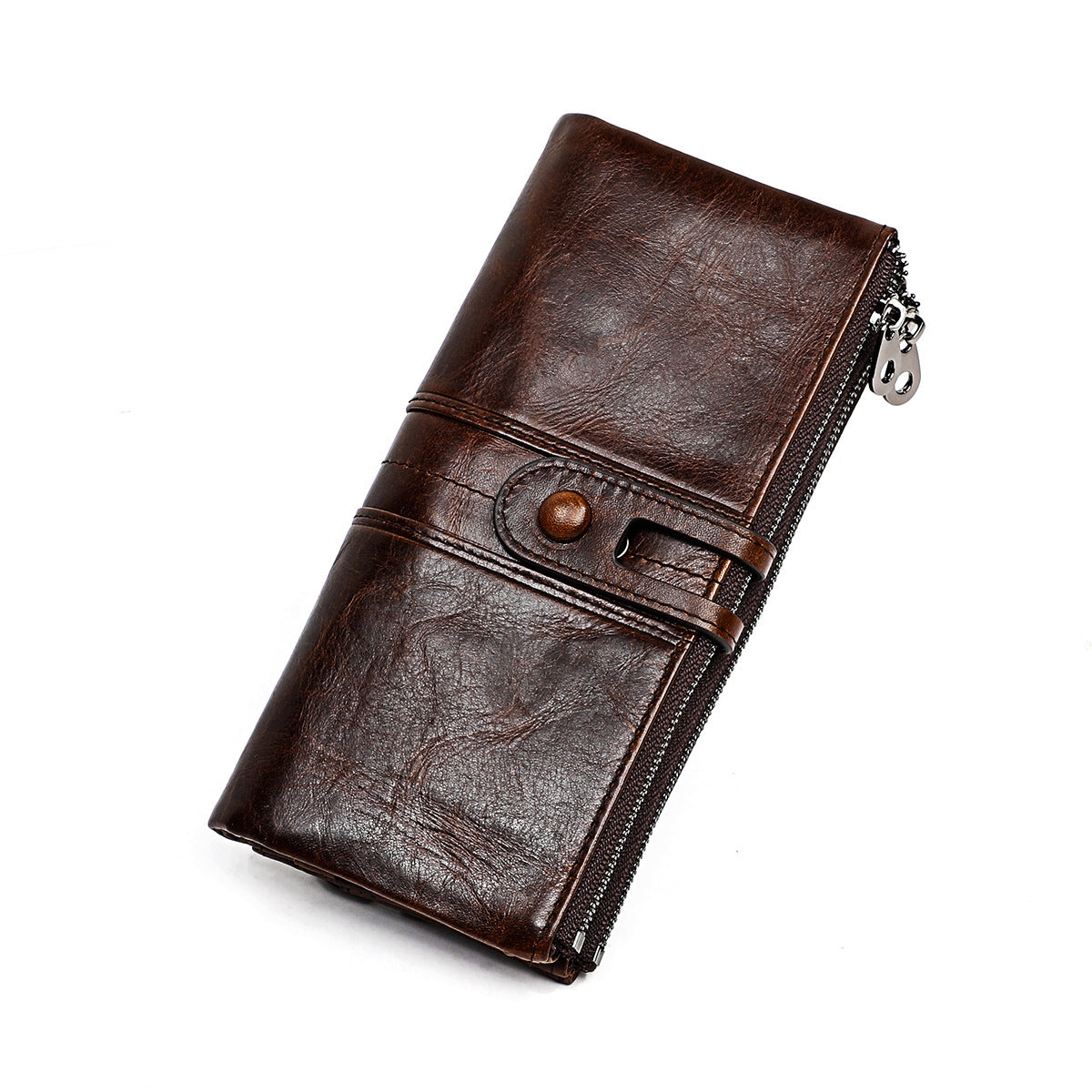 Wholesale Genuine leather tri-fold multifunctional long coin purse