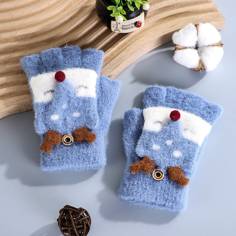 Wholesale Winter Children's Half-finger Flip Open Finger Half Warm Gloves