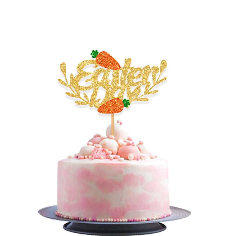 Wholesale wholesale Easter birthday cake card holder dessert decoration carrot cake decoration  plug-in