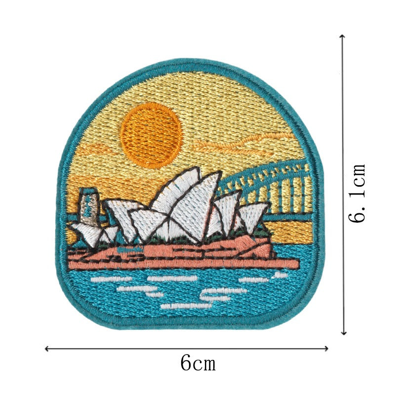 Wholesale Embroidered Travel Patch Set 9 Iron On World Landmark Badges For Clothing Towels And DIY Decor