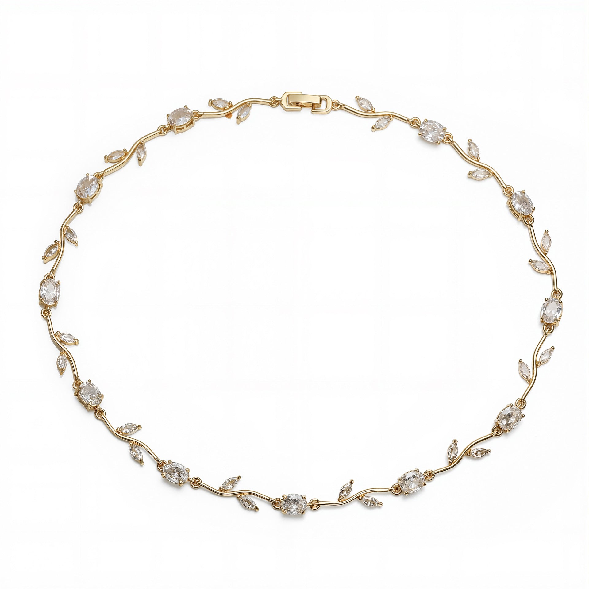 Wholesale Luxury Copper Inlaid Colored Diamond Bracelet Necklace Set