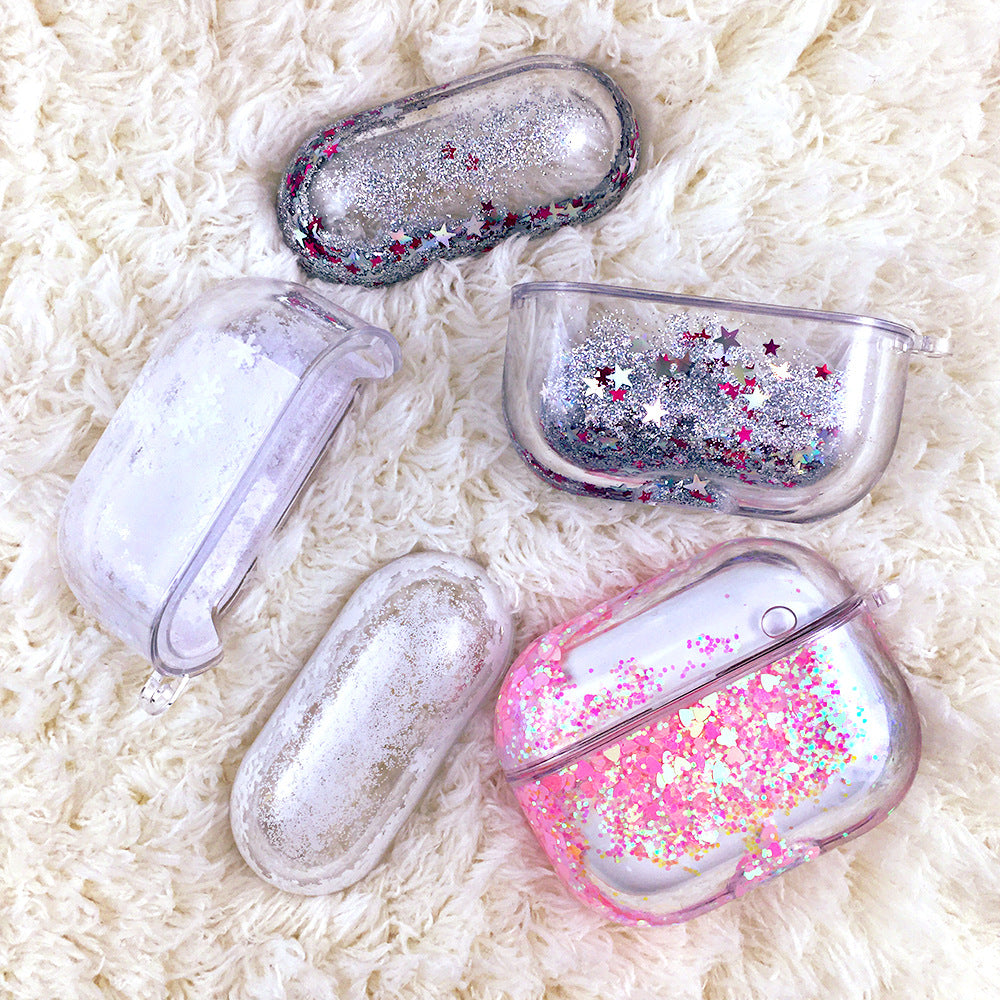 Wholesale Plastic Liquid Quicksand Earphone Case