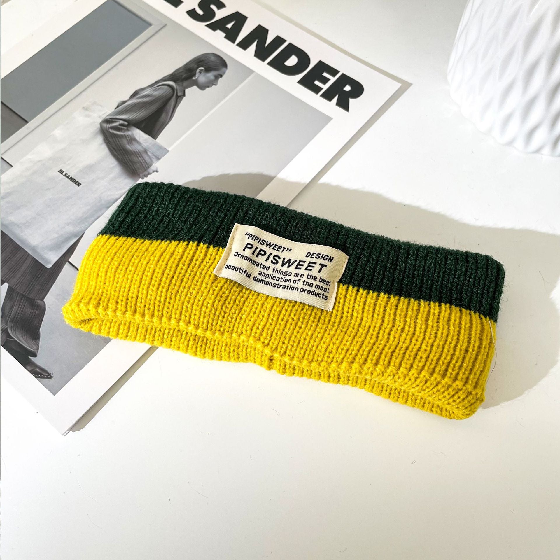 Wholesale 2023 Autumn and Winter Wool Two-color Knitted Headband