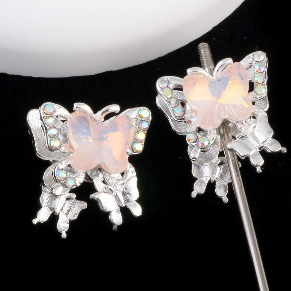 Wholesale Crystal Butterfly Alloy Beads Straight Hole Beads DIY Accessories