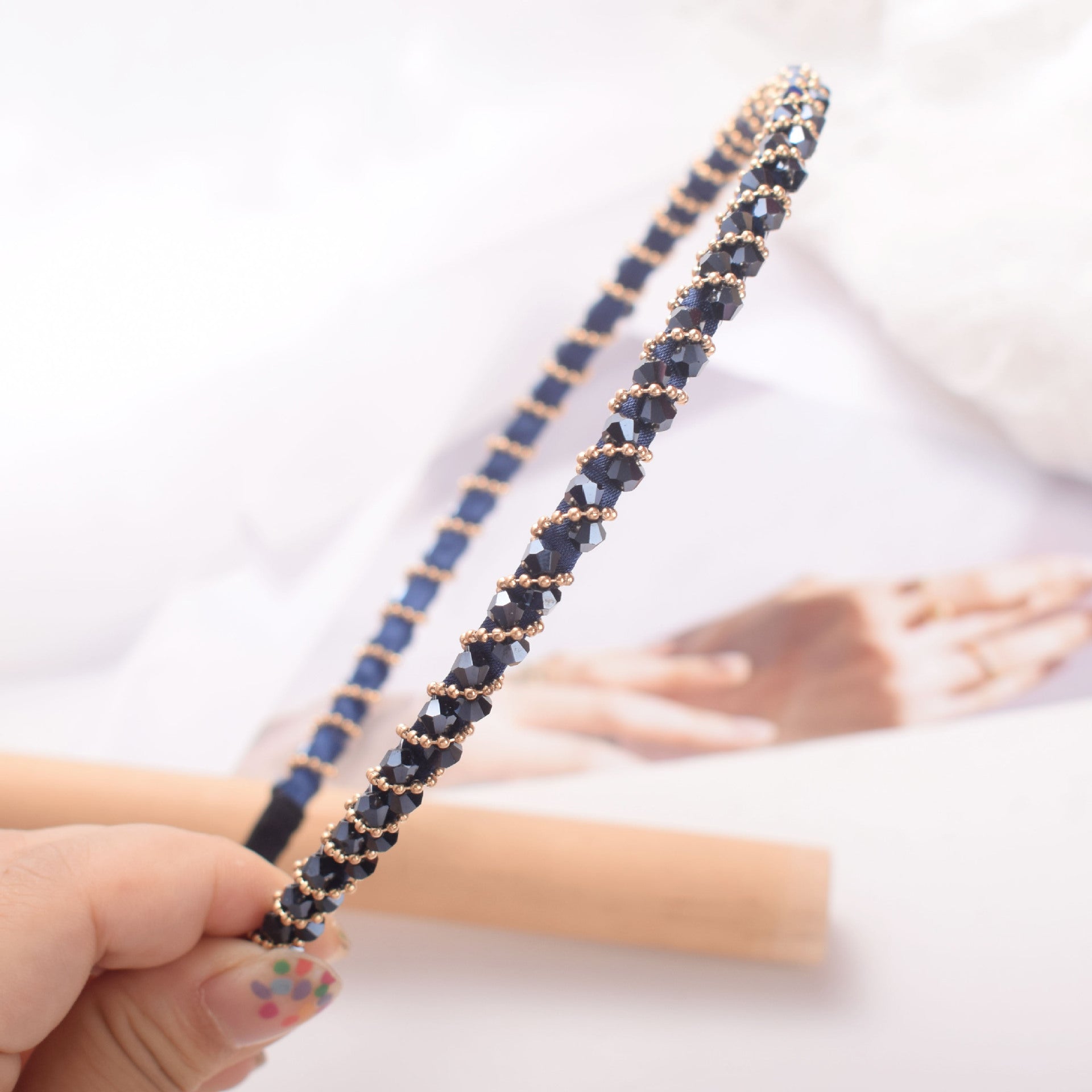 Wholesale Crystal Hand Braided Thin Edge Headband