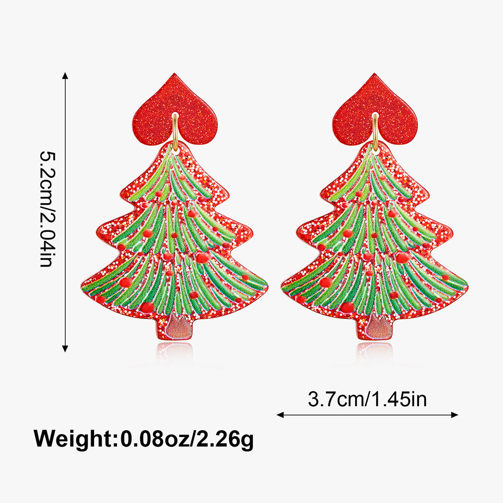 Wholesale Christmas tree atmosphere hollow five-pointed star diamond earrings