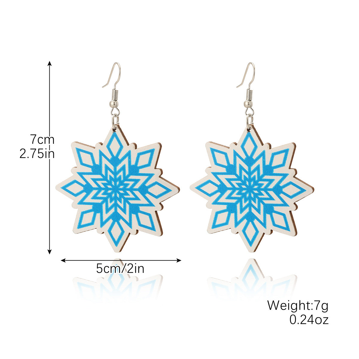 Wholesale Christmas Wood Snowflake Exaggerated Christmas Tree Earrings