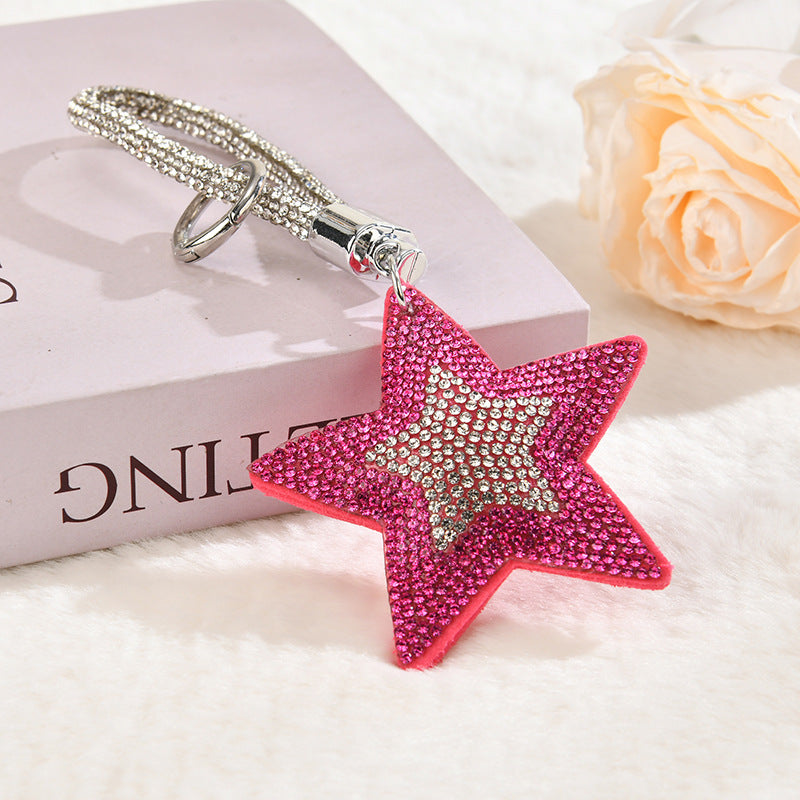 Wholesale Colorful cartoon pentagram diamond studded keychain