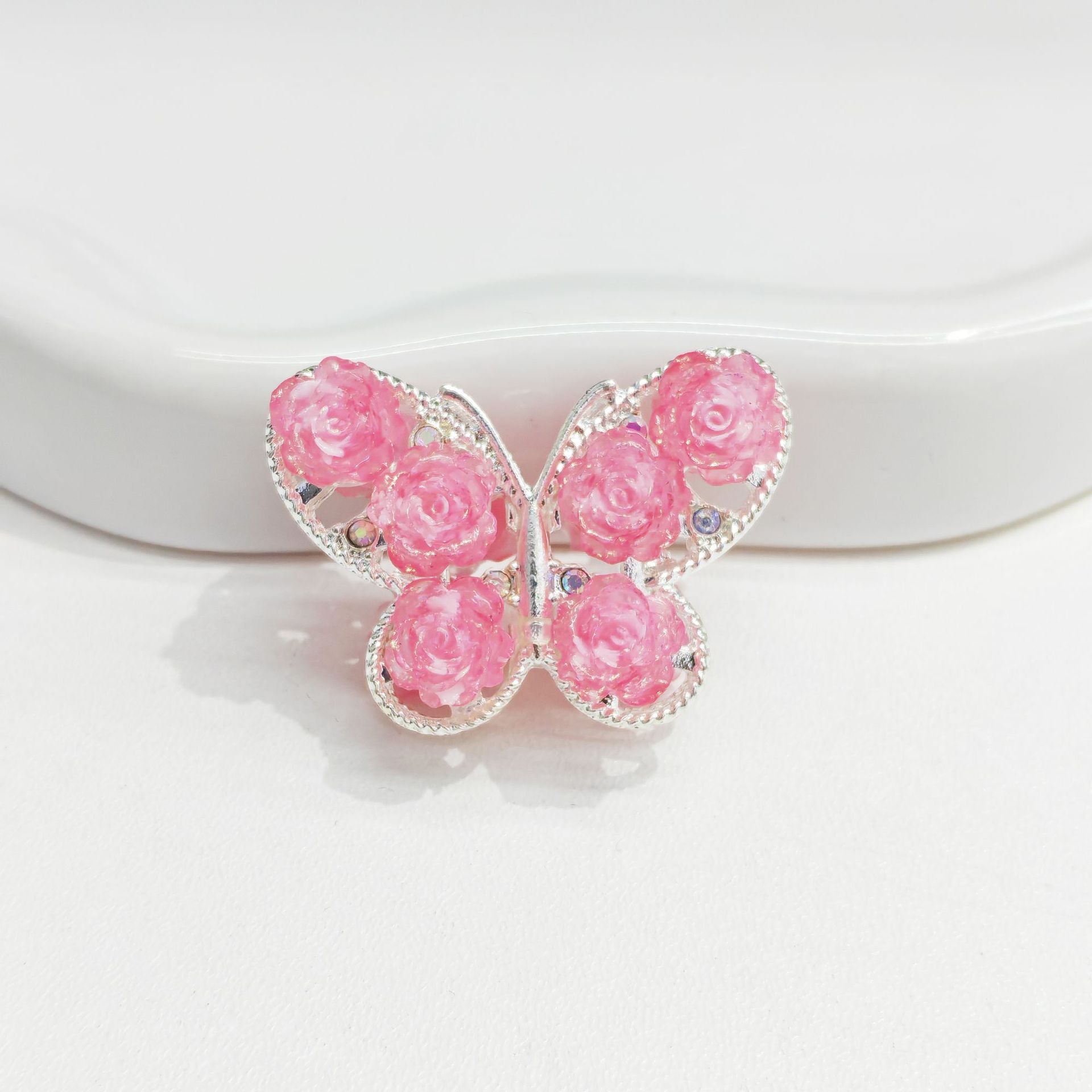 Wholesale 10pcs Retro Rose Butterfly Alloy Diamond Ball Beads