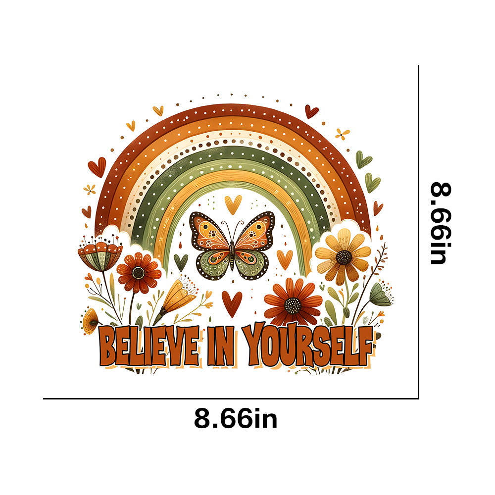 Wholesale 10pcs Butterfly Flower Rainbow Letter  UV DTF Ready to Press Transfers Wraps