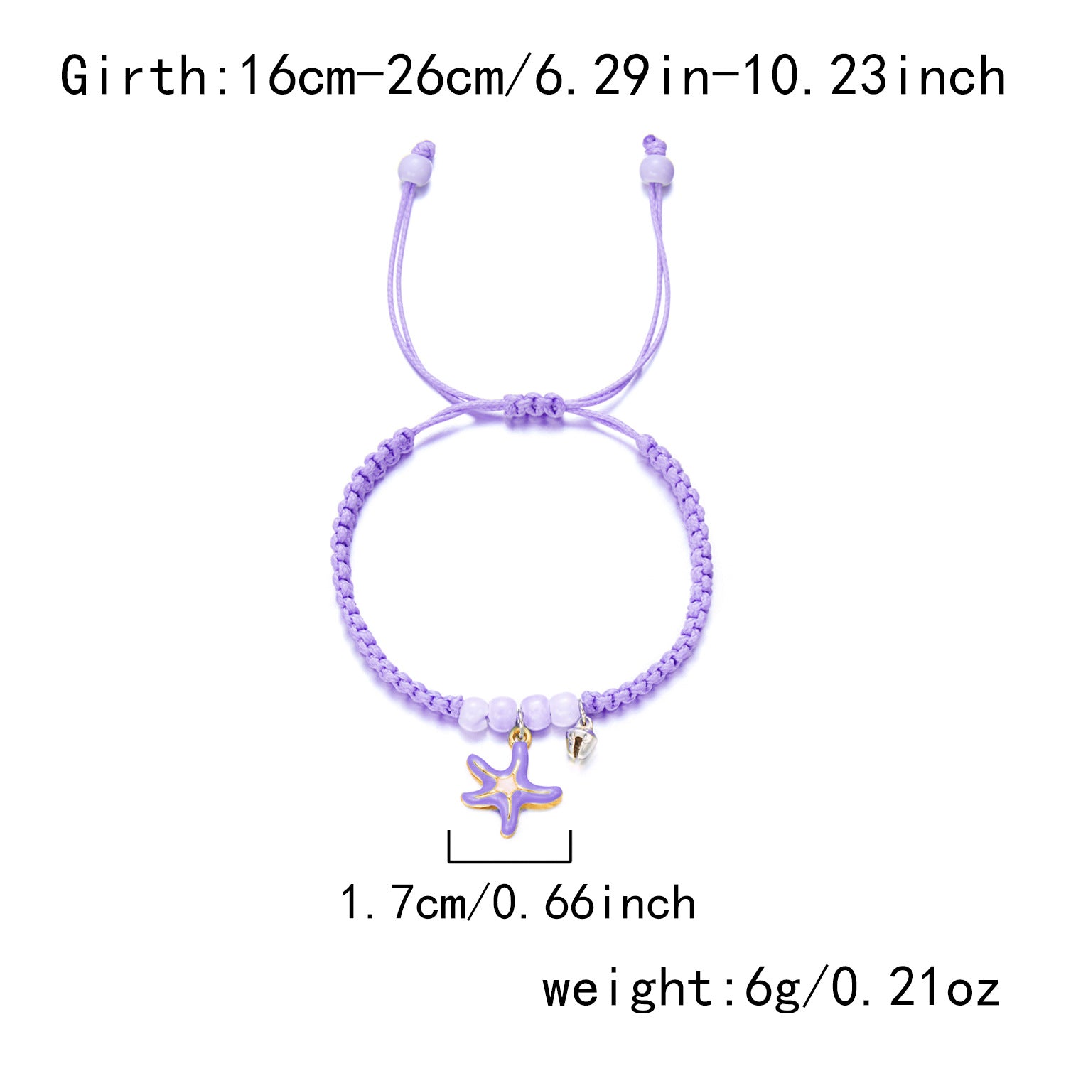 Wholesale Oil-Dripping Starfish Ceramic Bead Bell Braided Bracelet