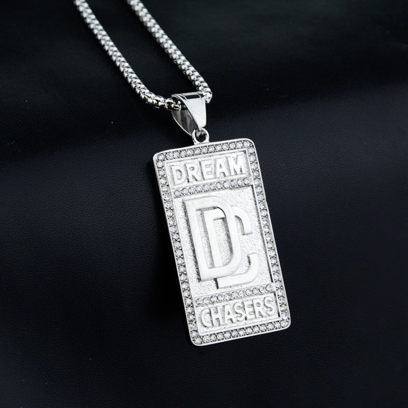 Wholesale Square Diamond Pendant Street Retro Hip-Hop Necklace