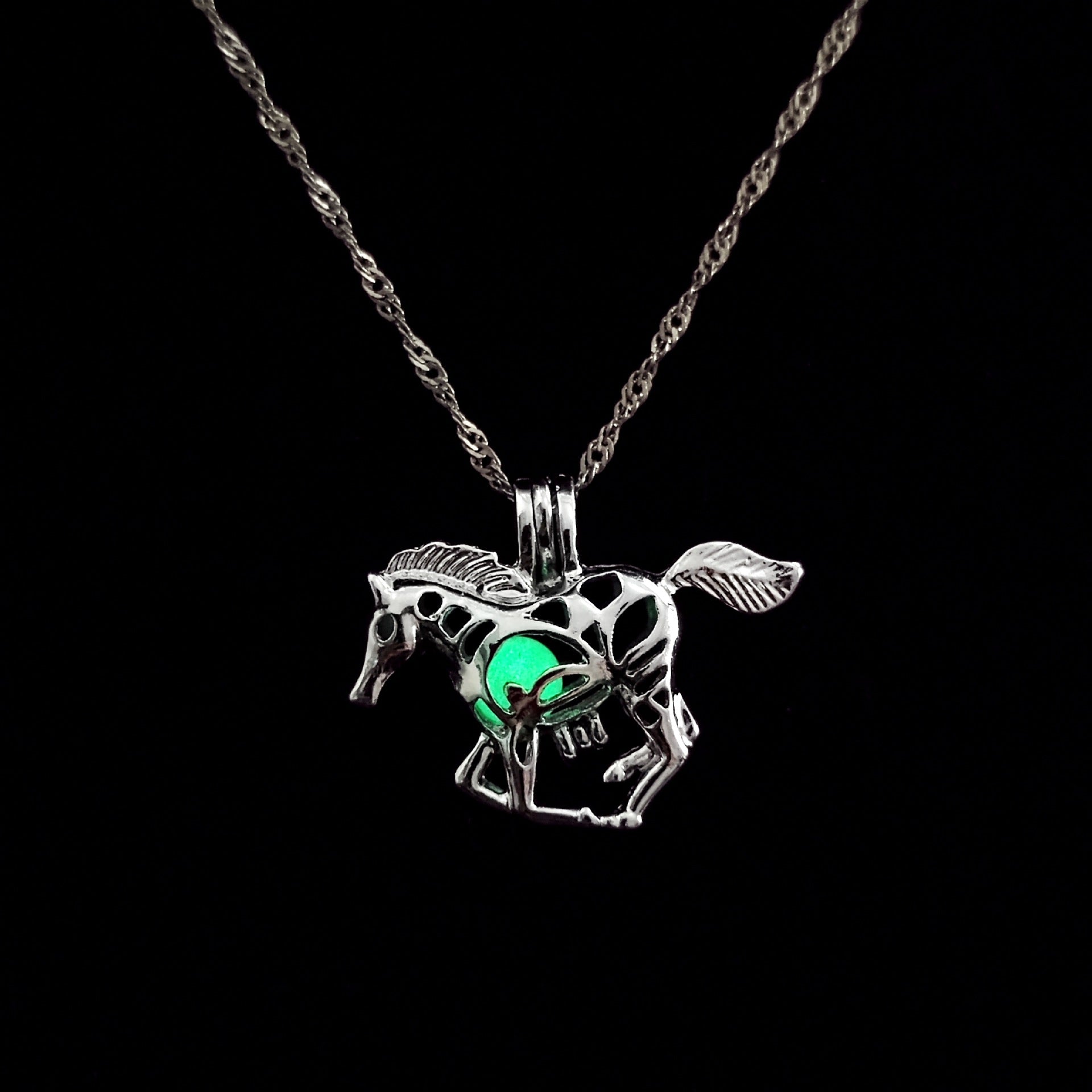 Wholesale Halloween Hollow-out Luminous Horse Necklace