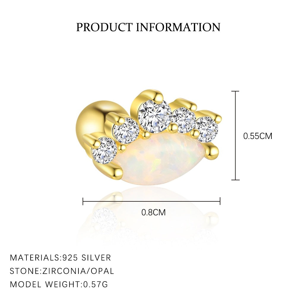 Wholesale Star Moon Zircon Round Head Earnail Ear Studs