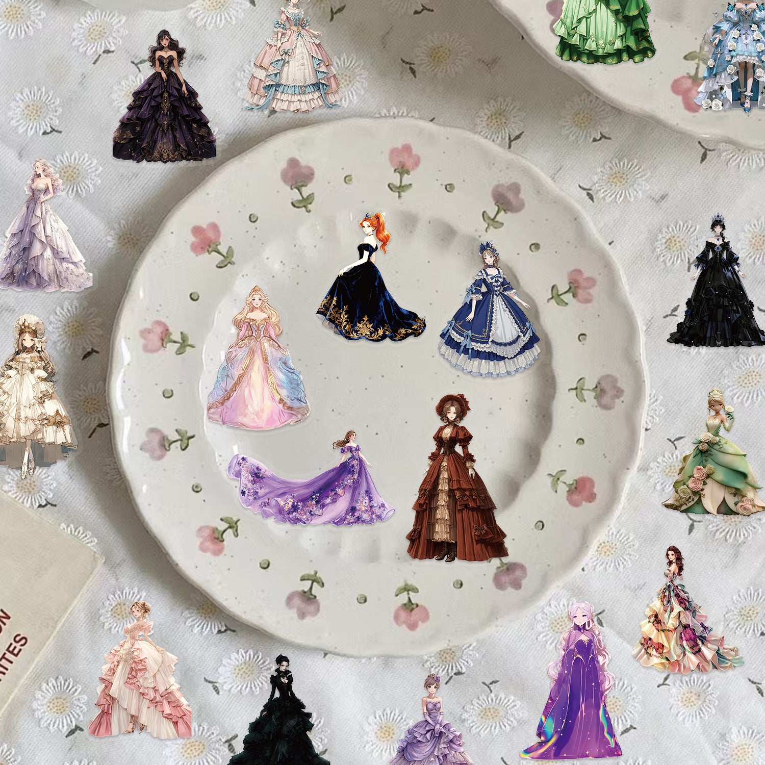 Wholesale 50pcs Transparent Cartoon Beautiful Girl Waterproof Vinyl Stickers