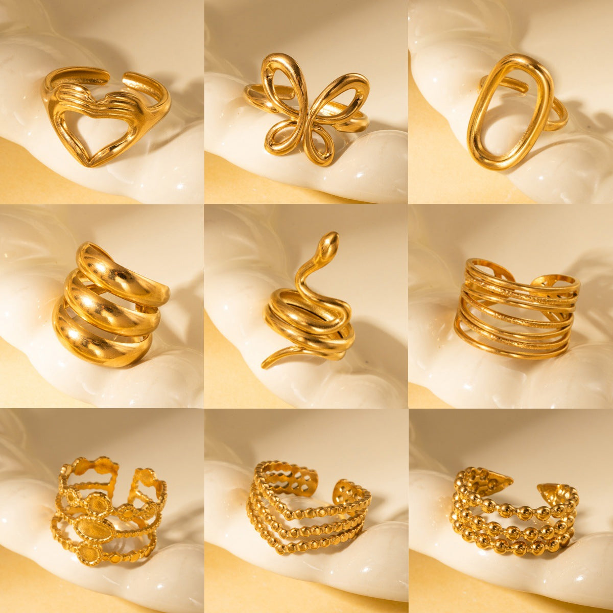 Wholesale Titanium Steel Gold Men' s and Women' s Luxury Adjustable Ring