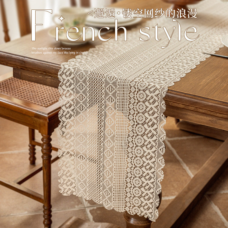 Wholesale Fine mesh hollow lace table runner decoration