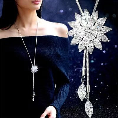 Wholesale Colored Diamond Set Animal Flash Diamond Long Necklace