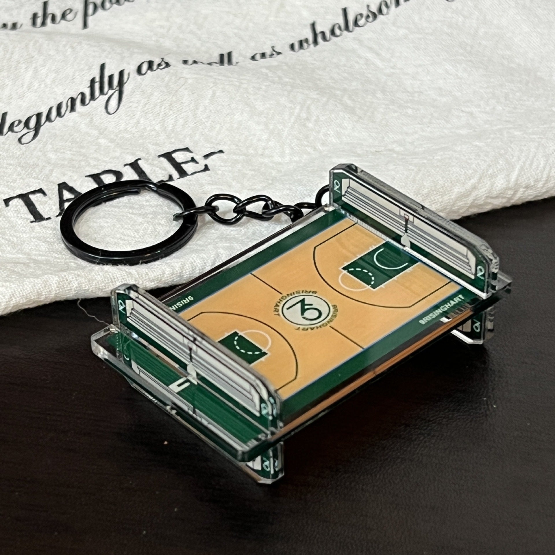 Wholesale Acrylic sports basketball court keychain