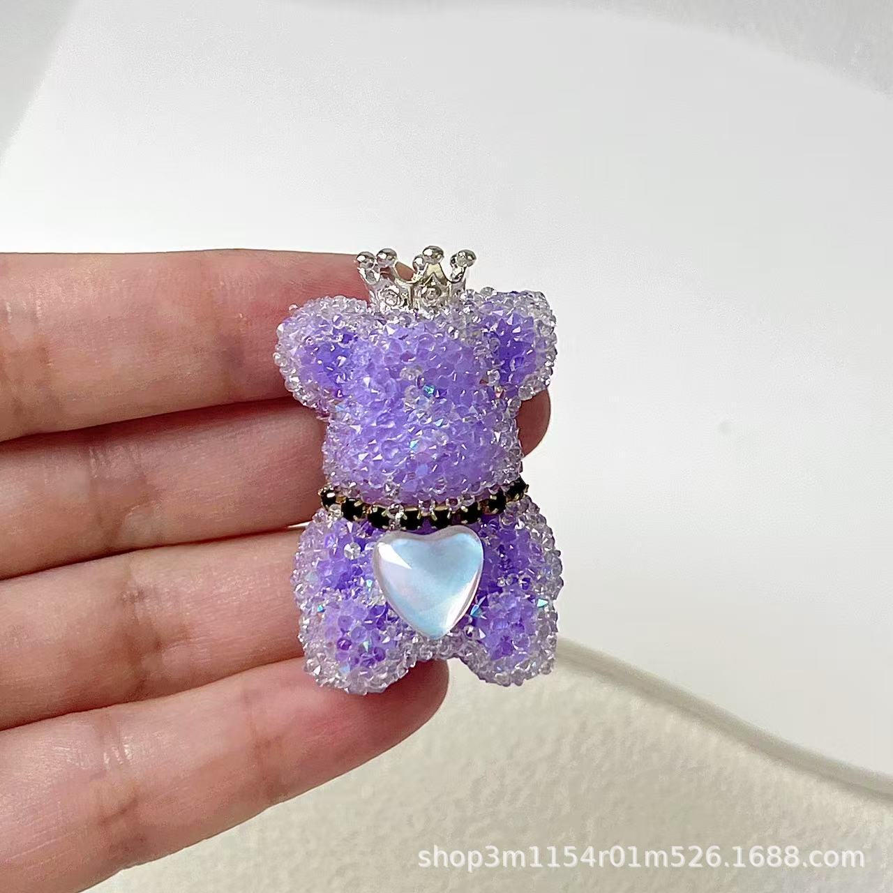 Wholesale Double-sided 3D Sugar Heart Crown Little Bear DIY Handmade Beads
