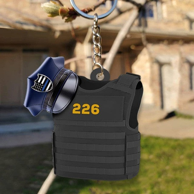 Wholesale Police Acrylic Flat Backpack Keychain