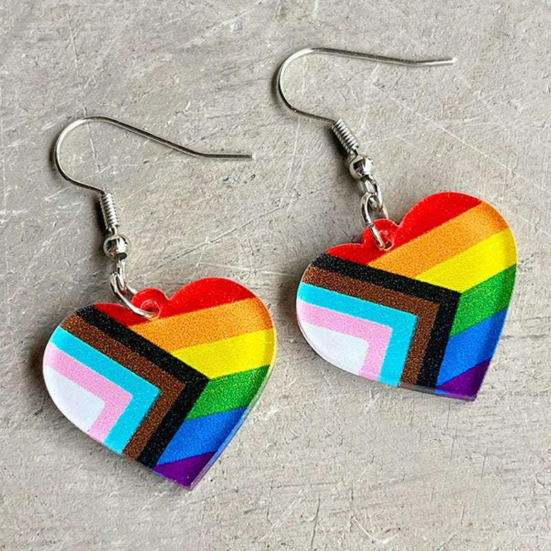 Wholesale Rainbow Multicolor Heart Shaped Acrylic Earrings