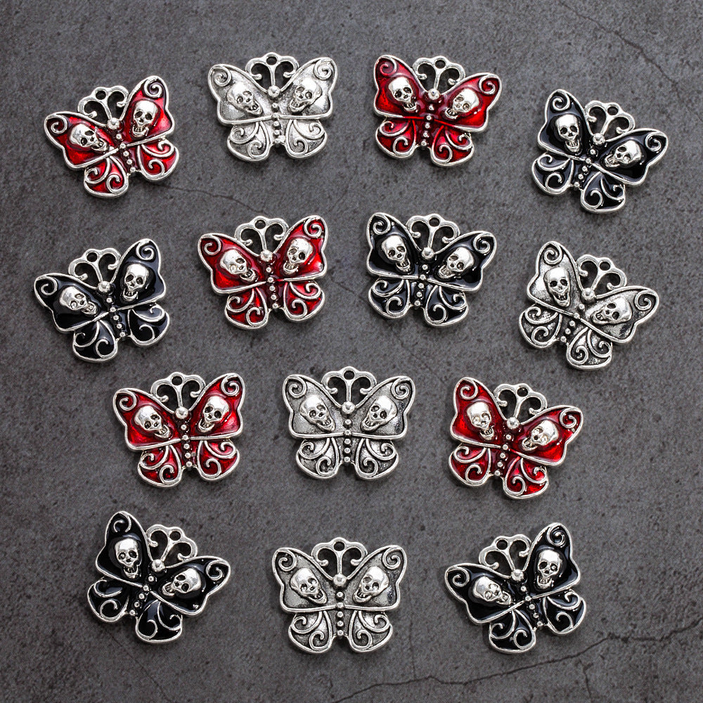Wholesale 20pcs Retro Gothic Dark Style Butterfly Skull Pendant