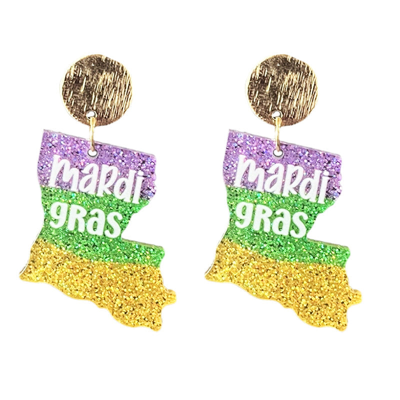 Wholesale Carnival Shining Parade Boots Map Bow Earrings