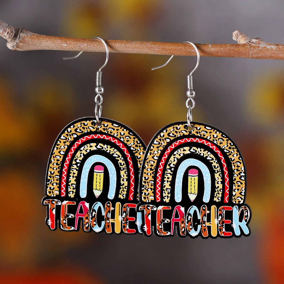 Acrylic pendant earrings are back to school season