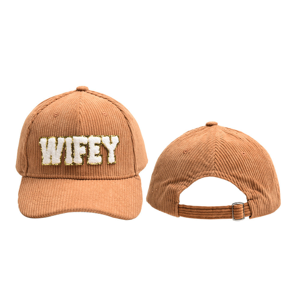 Wholesale WIFEY Letter Corduroy Baseball Cap