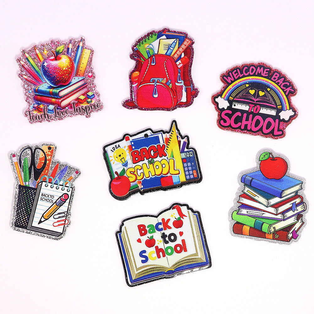 Wholesale 10pcs Loose Powder Cartoon Teacher Stationery Style DIY Accessories FlatBack