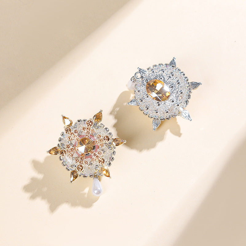 Wholesale  DIY 2pcs snowflake conversion acrylic heavy industry straight hole beads mobile phone chain key chain accessories