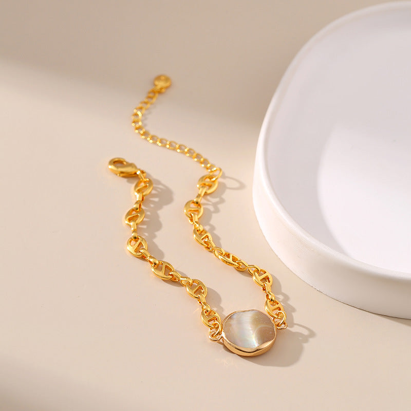 Wholesale Irregular Shell Bead Copper Bracelet