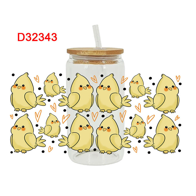 Wholesale Cartoon cute and colorful animals 16oz Cup UV DTF Wraps