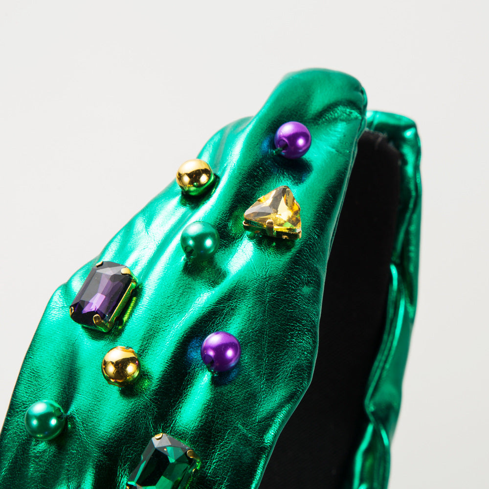 Wholesale Irish Festival Hand-sewn Pearl Knotted High Skull Carnival Headband