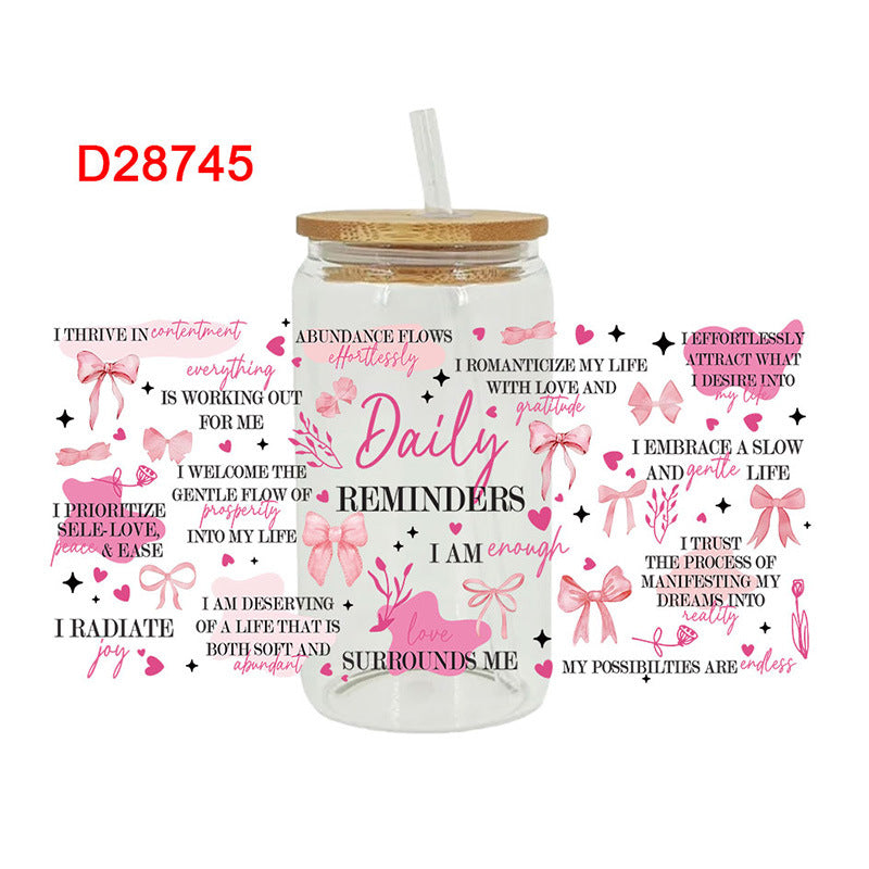 Wholesale Colorful English sentences 16oz Cup UV DTF Wraps