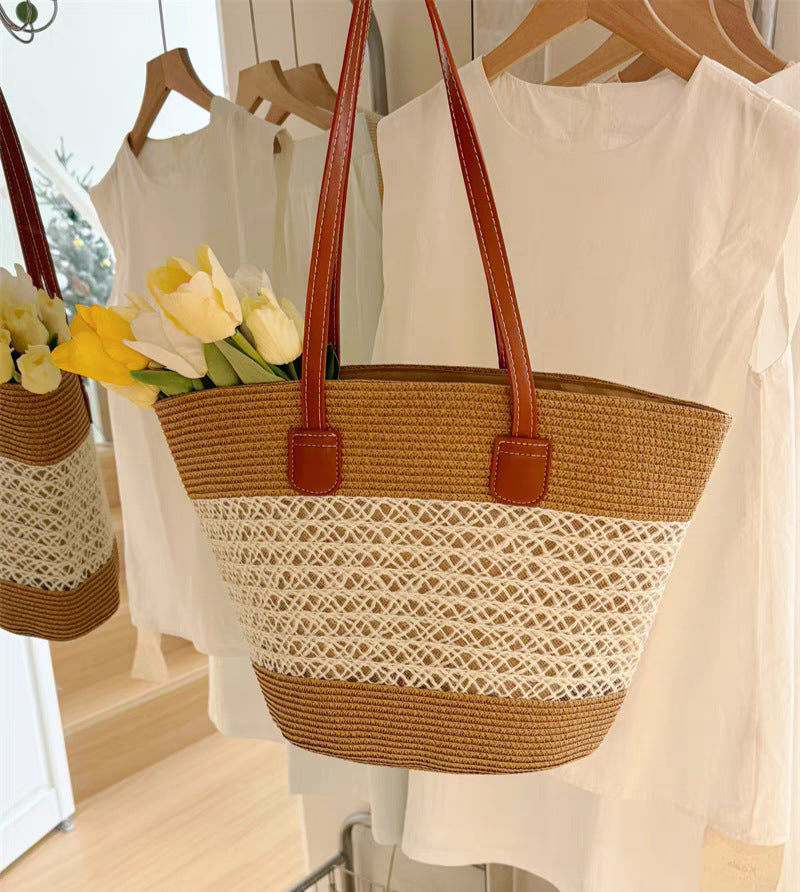 Wholesale Large Capacity Woven Shoulder Bag Rattan Straw Bag Tote Bag
