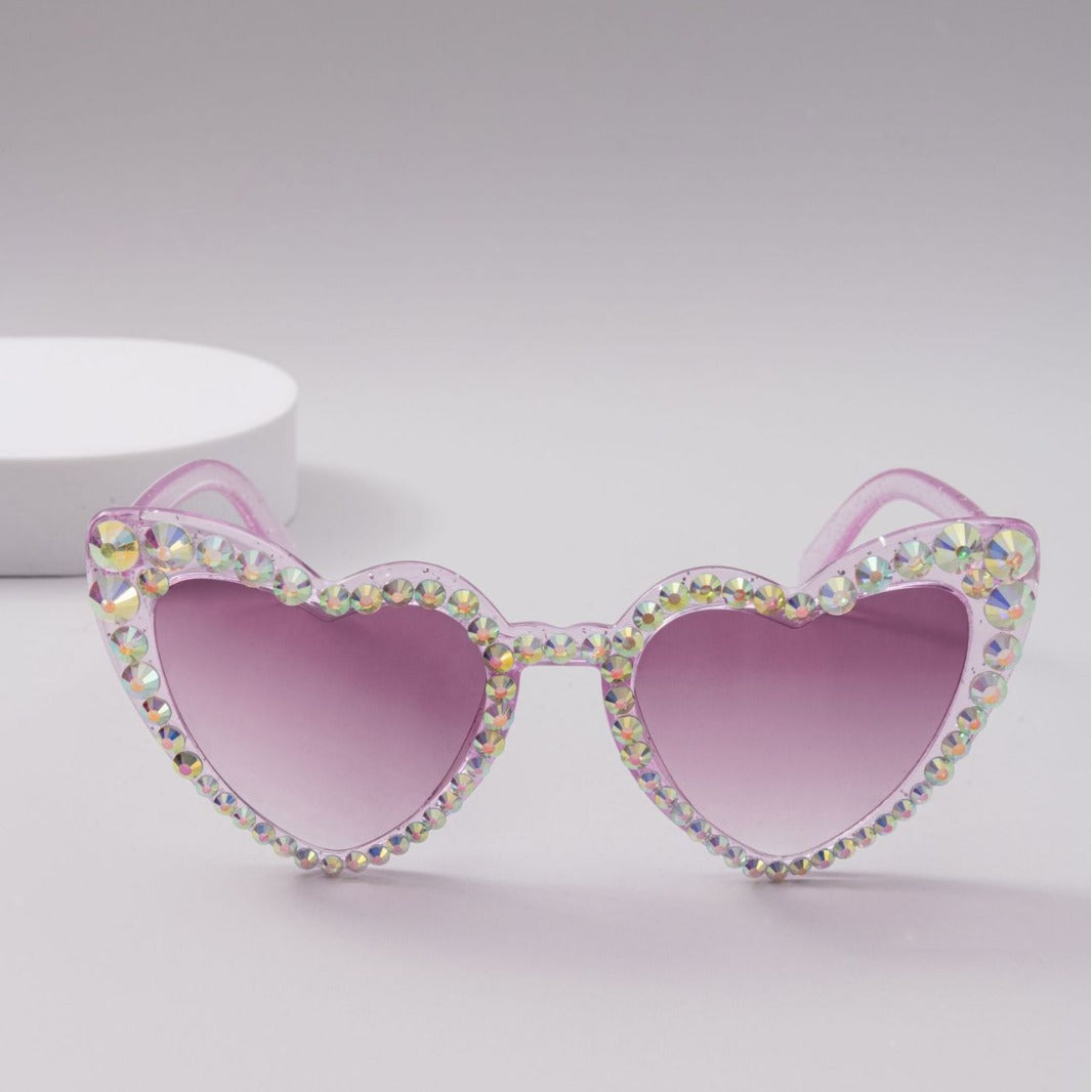 Wholesale Heart-shaped diamond sunglasses, dot diamond handmade glasses 2024 new style women's cute cat-eye