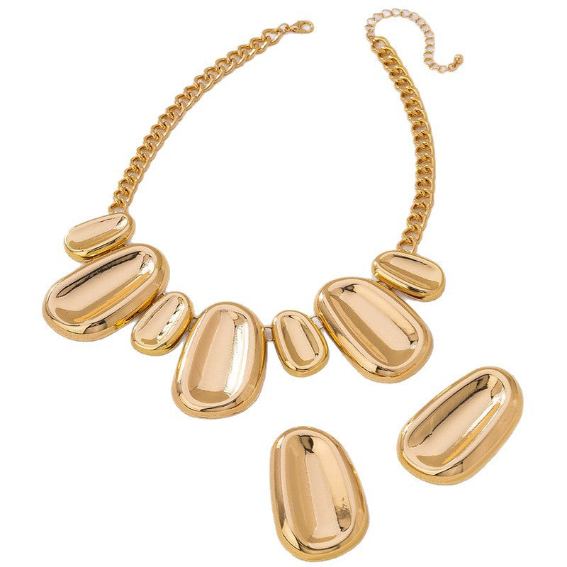Wholesale Retro Drop Pendant Necklace And Earrings Set Exaggerated Alloy Geometric Jewelry Party Everyday Wear
