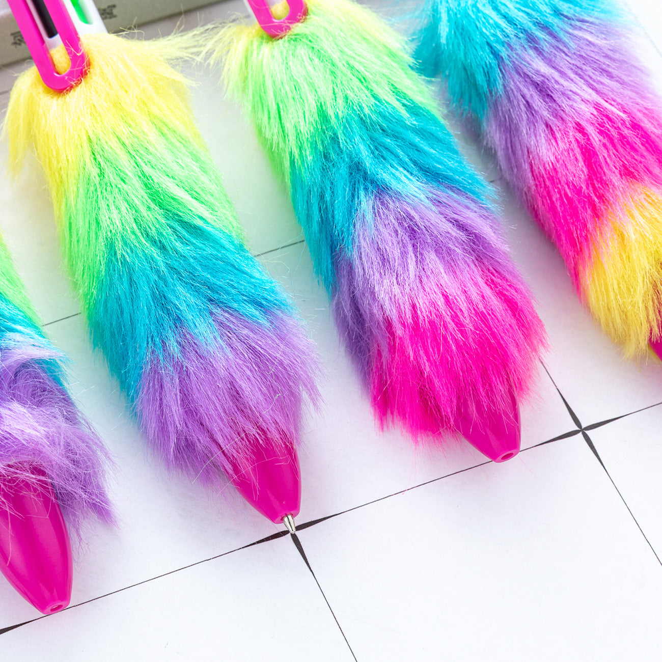 Wholesale Cartoon 6-color plush ball multifunctional six-color-in-one click pen