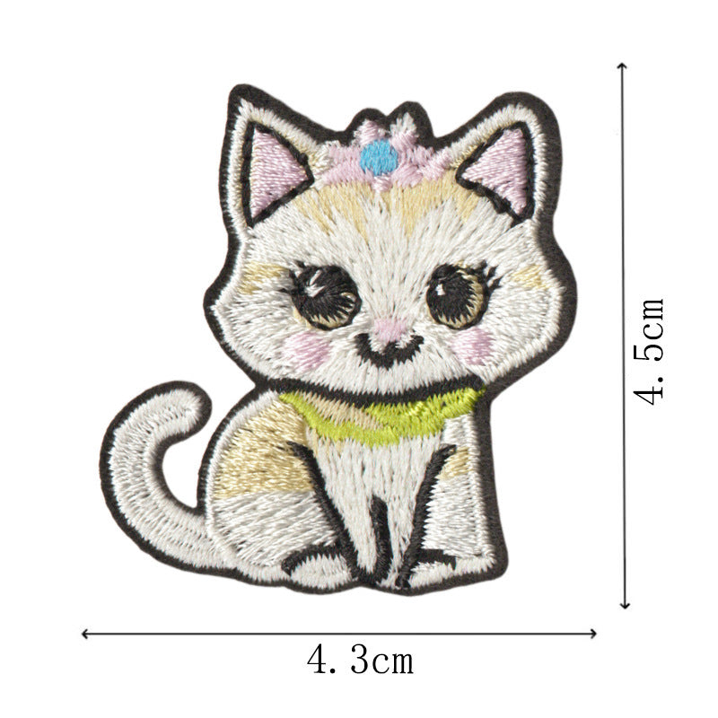 Wholesale Cartoon Kitten Embroidered Iron On Patches 9Pcs Decorative Fashion Accessory For Clothing Towel DIY Gift Boutique Resale