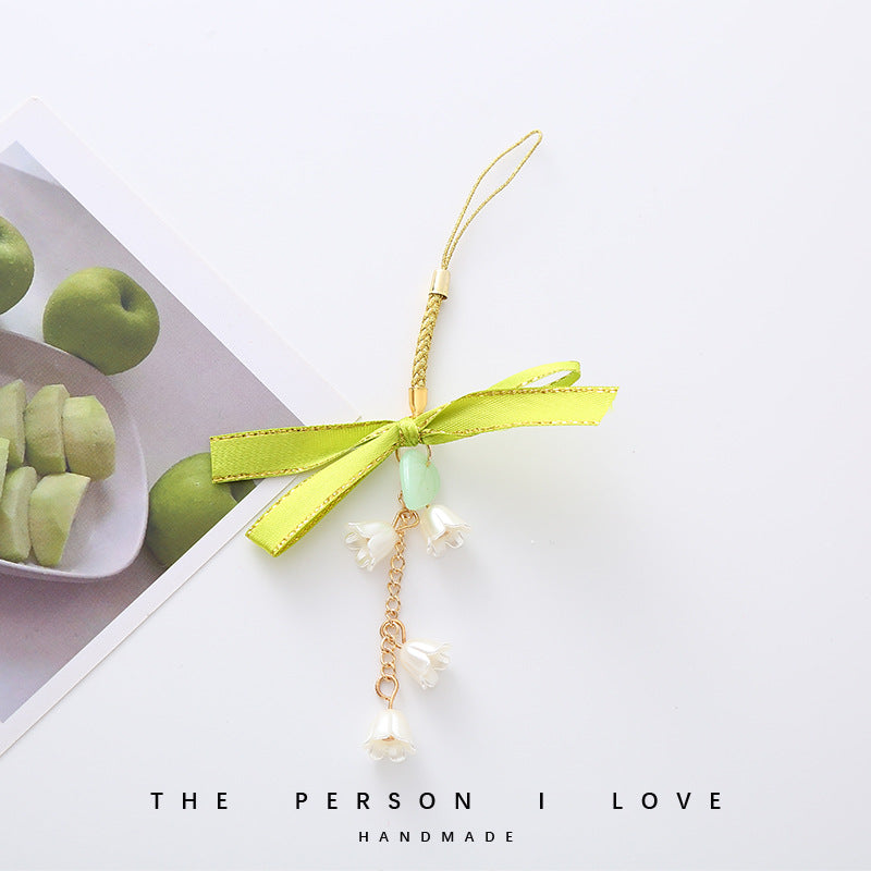 Wholesale Green Ribbon Lily of The Valley Flower Keychain