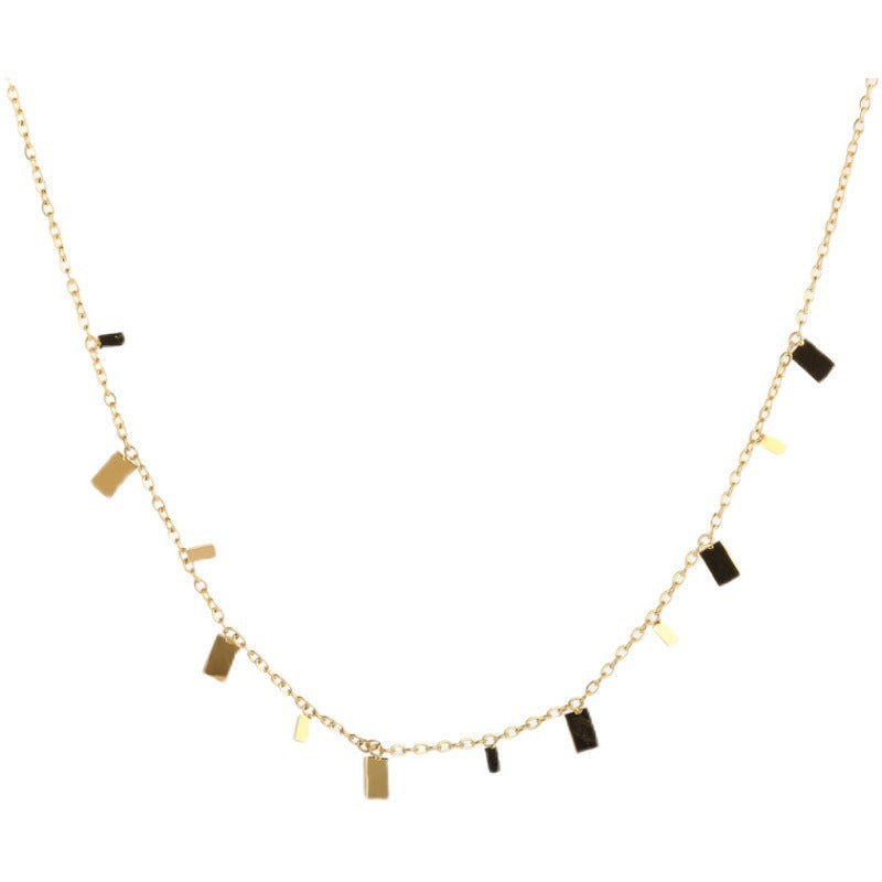 Wholesale Tassel Rectangular Small Piece Titanium Steel Necklaces