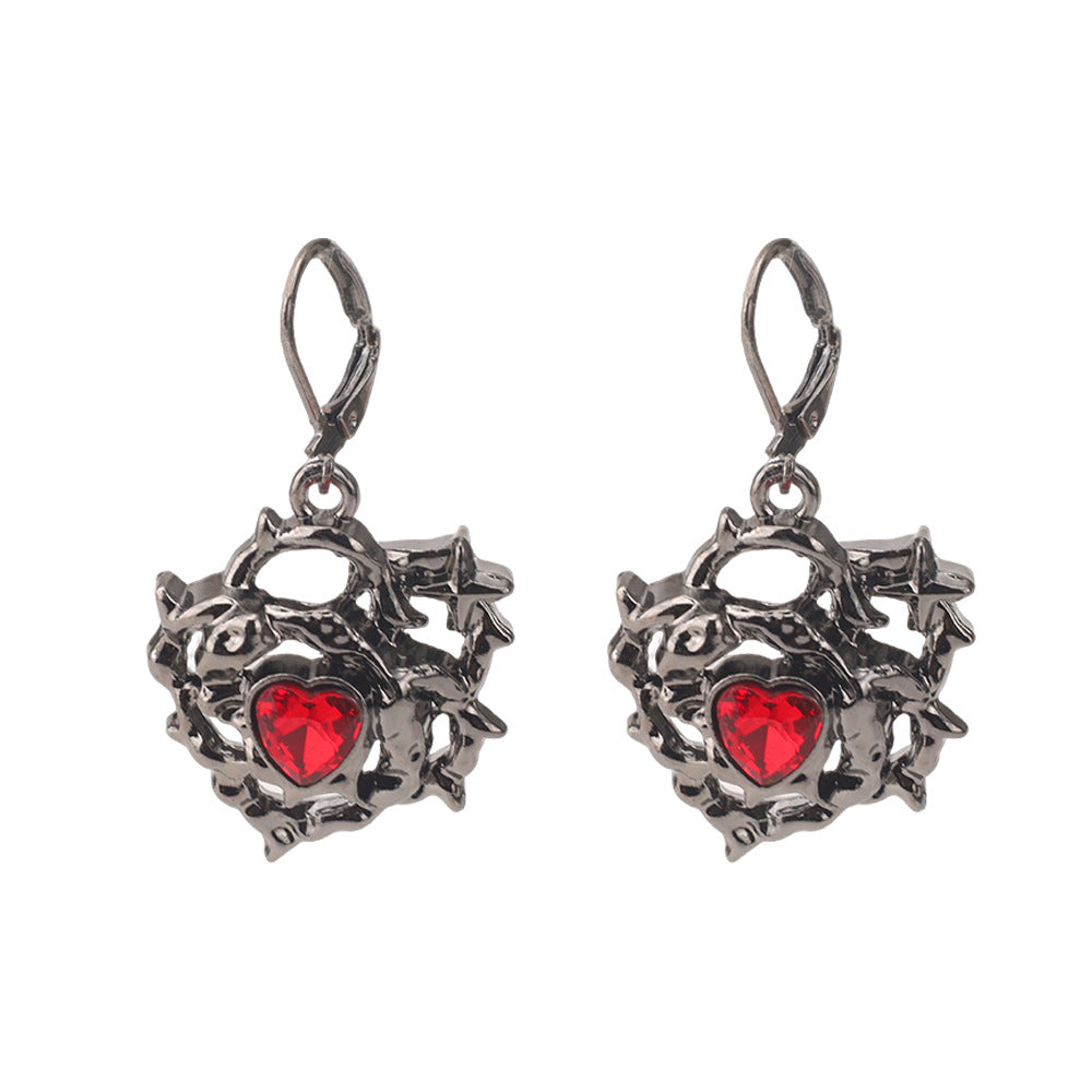 Wholesale Dark Gothic Red Love Cross Butterfly Earrings
