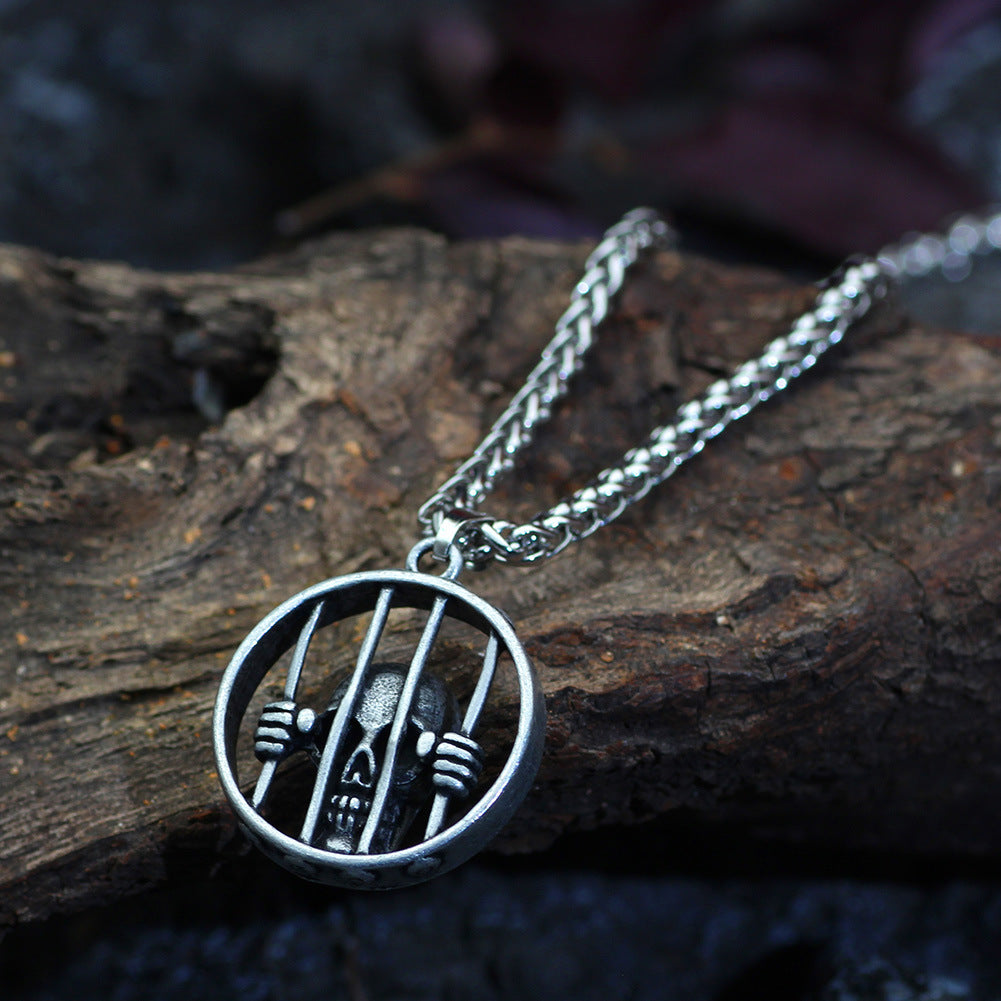 卸売スカルケージレトロメンズ合金ネックレス