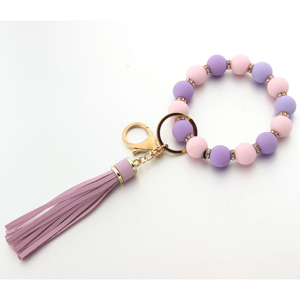 Wholesale Mixed Color PU Tassel Women's Bracelet Keychain