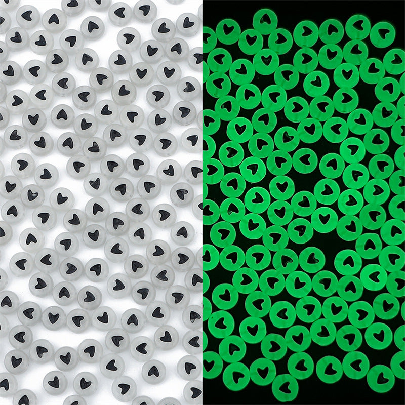 Wholesale Acrylic Luminous Heart English Letter Beads Number Beads