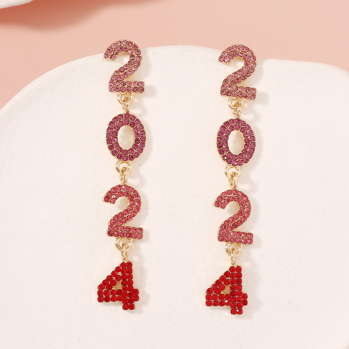 Wholesale 2024 Full Diamond Digital Zinc Alloy Earrings