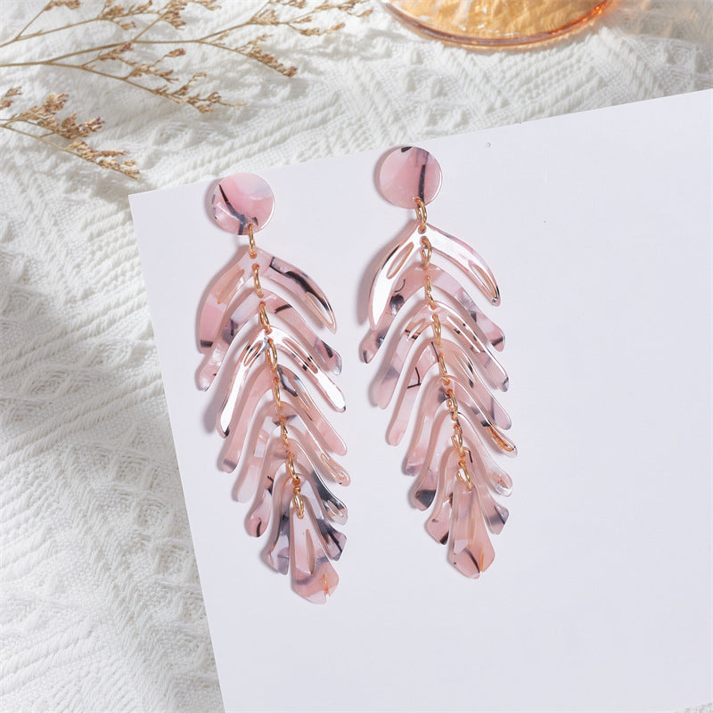Wholesale Acrylic Acetate Sheet Leaf Earrings